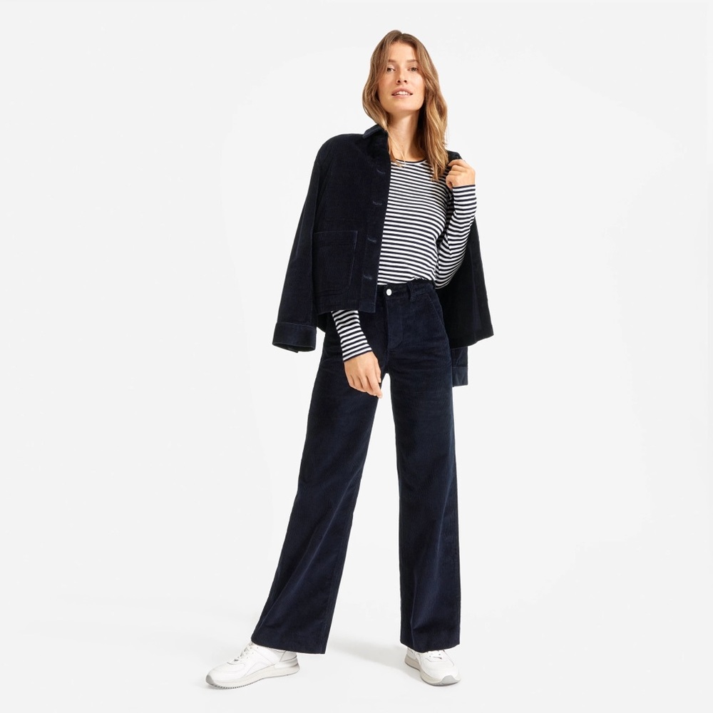 Everlane wide leg corduroy pant navy